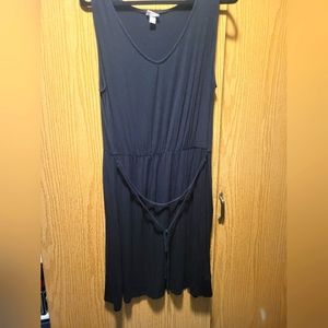 Black Dress with tie at waist - knee length